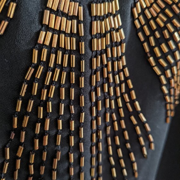 Black Oversized scoop neck T-Shirt with beaded embroidery - Picture 3 of 5